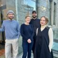 Torleif Bay - Utstillingsleder, Vibece Salthe - kurator, Håvard Holmefjord - Kuratorassistent og Turi hoem - markedskoordinator jugendstilsenteret og kube. Foto: Anne Solveig Berge Trandal.