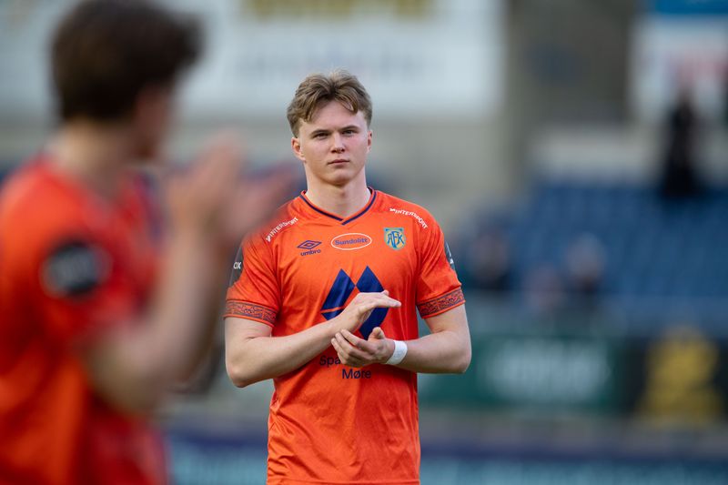 Kristian Lonebu hadde en meget vanskelig jobb som spiss, men var likevel lagets beste mot Bodø/Glimt. Arkivfoto fra forrige hjemmekamp mot KFUM. Foto: Srdan Mudrinic.